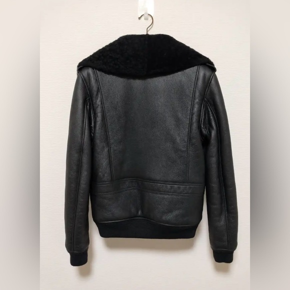 Saint Laurent Paris Leather Shearling Collar Jacket - Picture 2 of 7